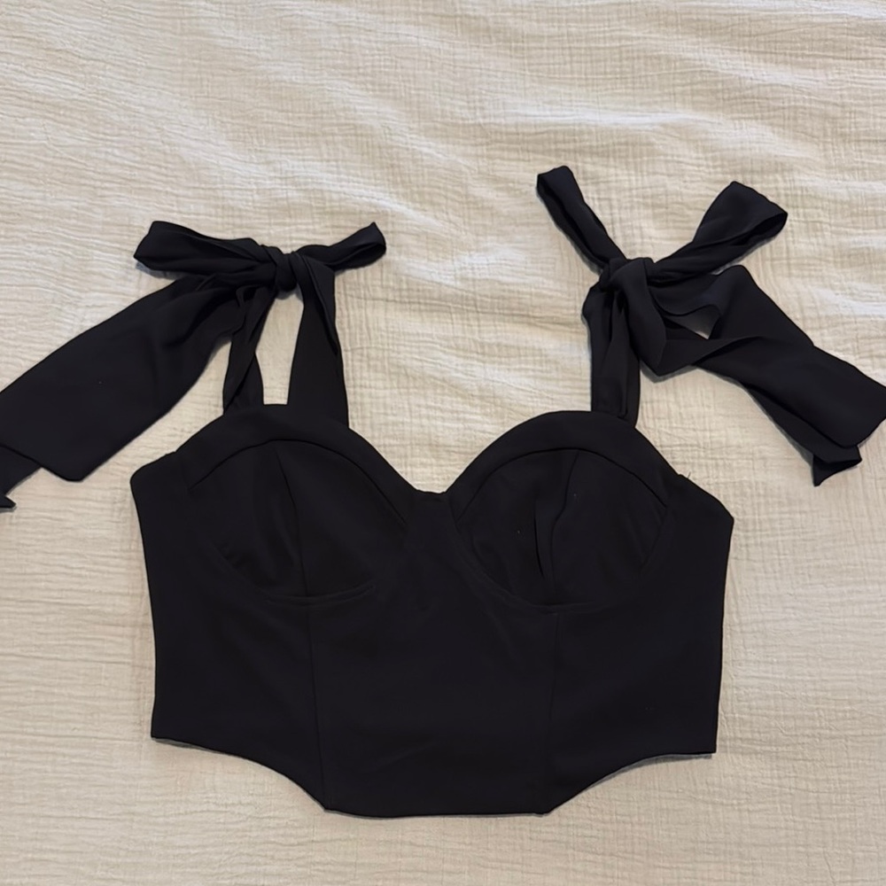 Black Women's Top with Bow Straps